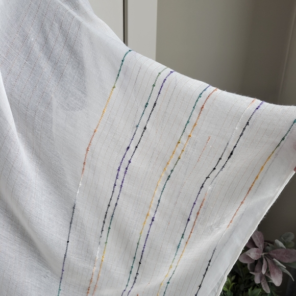 Torrid Ivory & Rainbow Stripe Fringe Kimono/Ruana. Lightweight, elegant OS - Picture 3 of 3